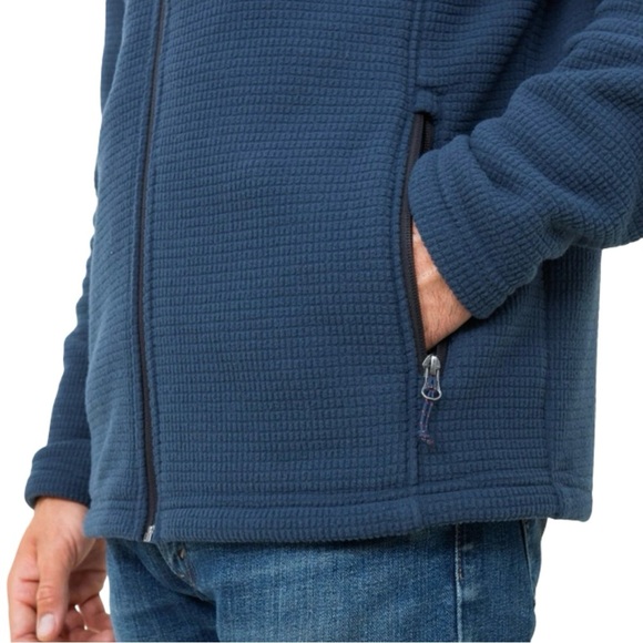 FREE COUNTRY Chayote Grid Fleece Full Zip Blue Denim Trails Men’s Large (42-44) - Picture 3 of 16